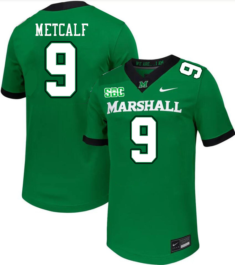 Men #9 Elijah Metcalf Marshall Thundering Herd SBC Conference College Football Jerseys Stitched-Gree
